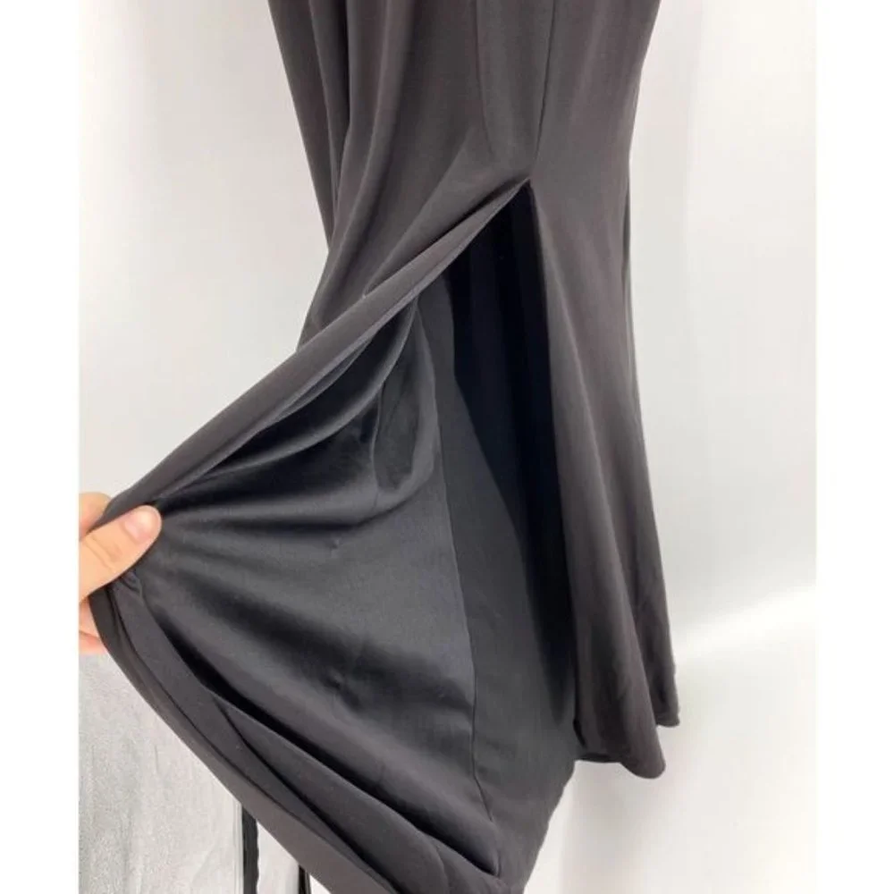 NWOT Ieena Mac Duggal Plunge Neck Slit Jersey Gown Black Size 4 - Picture 5 of 5